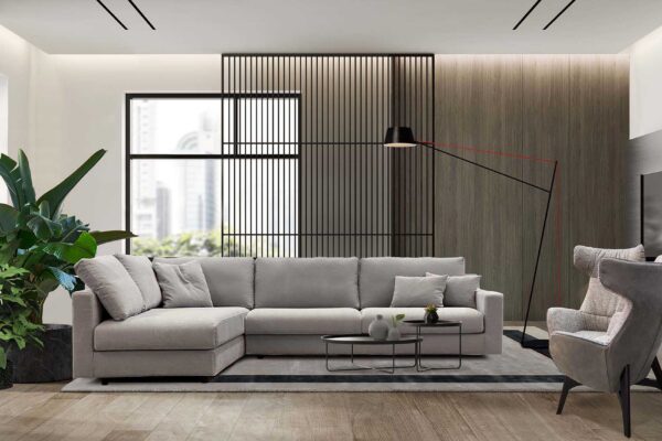 Minimalist Interior of modern living room 3D rendering