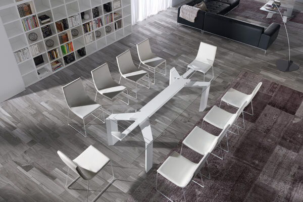 MESA EXTENSIBLE TAPA CRISTAL BASE METAL 8 - 491