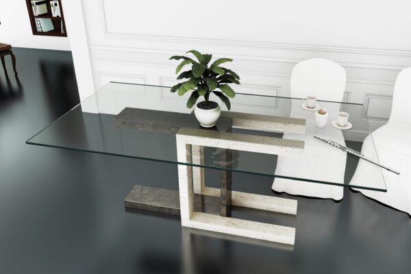 MESA RECTANGULAR CRISTAL MARMOL TRAVERINO 51 - 900