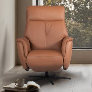 SILLÓN GALÓN RELAX ELÉCTRICO EN PIEL NATURAL CAMEL