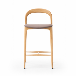 TABURETE KEULA ROBLE MACIZO Y PIEL