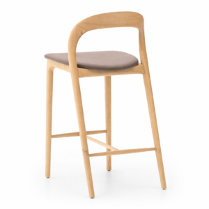 TABURETE KEULA ROBLE MACIZO Y PIEL