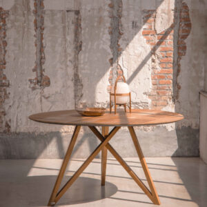 MESA REDONDA SPIDER TECA MACIZA