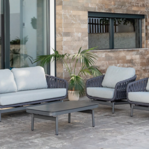 CONJUNTO DE EXTERIOR MONZA ALUMINIO Y TEXTILINE