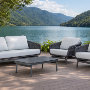 CONJUNTO DE EXTERIOR MONZA ALUMINIO Y TEXTILINE