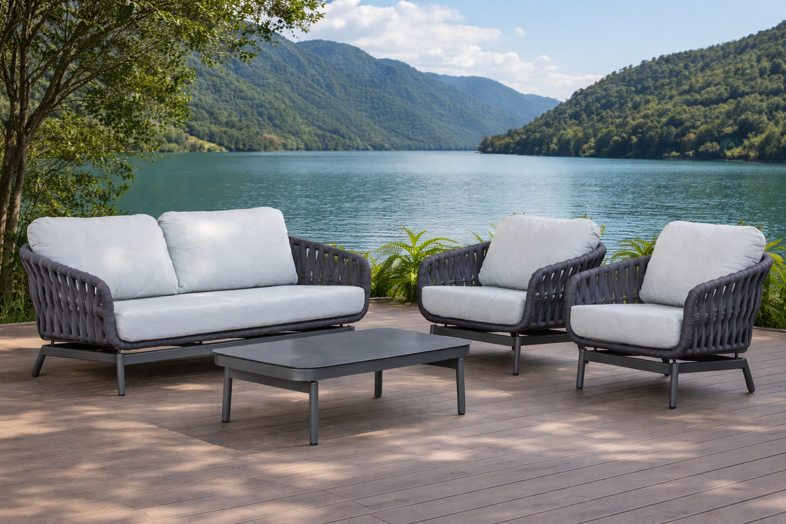 CONJUNTO DE EXTERIOR MONZA ALUMINIO Y TEXTILINE - Imagen 3