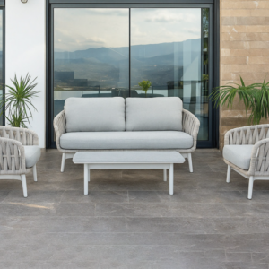 CONJUNTO DE EXTERIOR MONZA ALUMINIO Y TEXTILINE