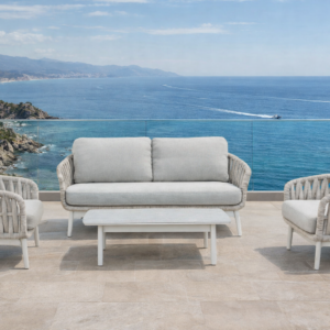 CONJUNTO DE EXTERIOR MONZA ALUMINIO Y TEXTILINE