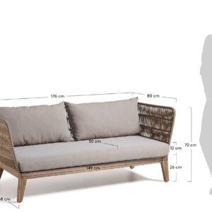 SOFA DE EXTERIOR BELL MADERA MACIZA DE EUCALIPTO Y CUERDA