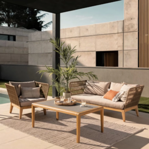 SOFA DE EXTERIOR BELL MADERA MACIZA DE EUCALIPTO Y CUERDA