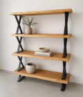 ESTANTERÍA DE MADERA MACIZA Y METAL