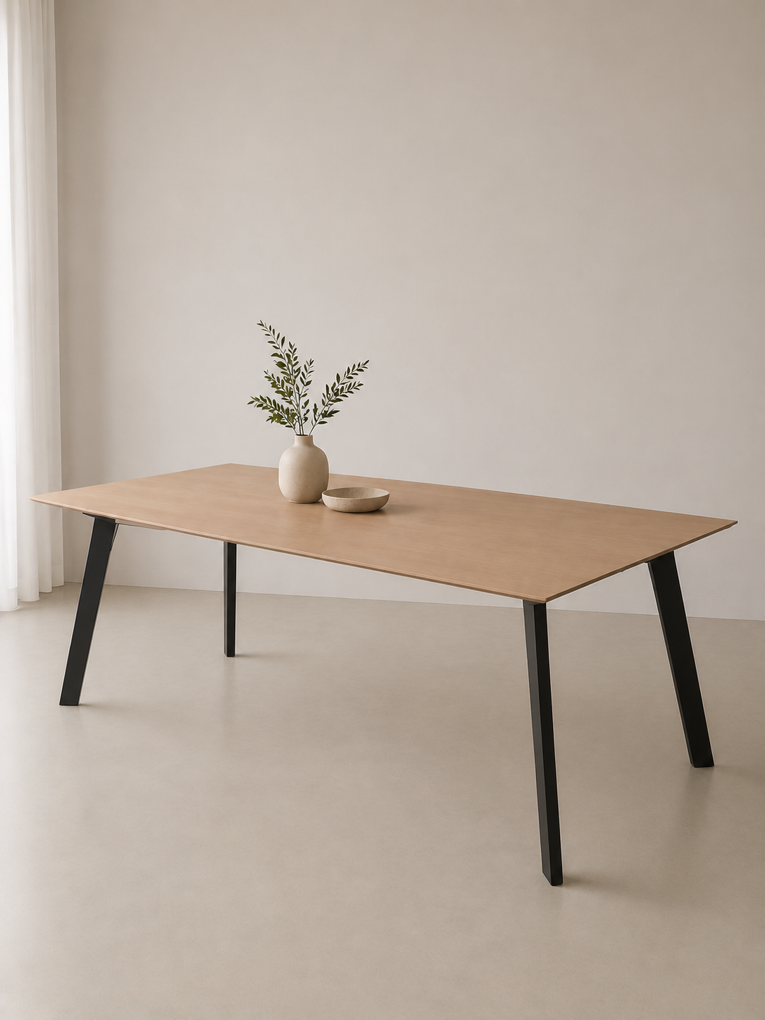 MESA DE COMEDOR DE ROBLE MACIZO 220 X 100 CM