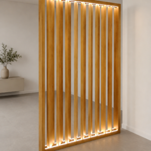 SEPARADOR DE PARED CON ILUMINACIÓN LED Y LAMAS ORIENTABLES