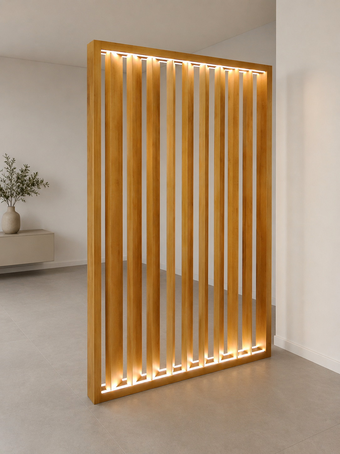 SEPARADOR DE PARED CON ILUMINACIÓN LED Y LAMAS ORIENTABLES
